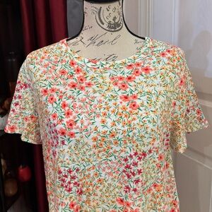 Old Navy White Floral Crewneck T-Shirt